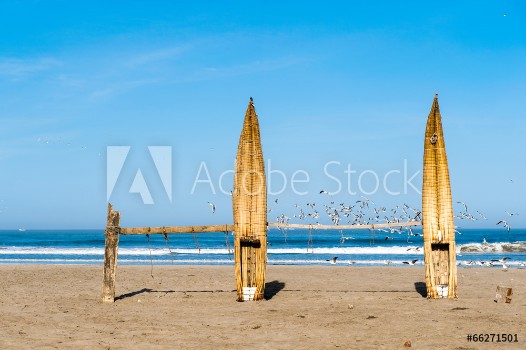 Picture of Traditional Peruvian small Reed Boats Caballitos de Totora